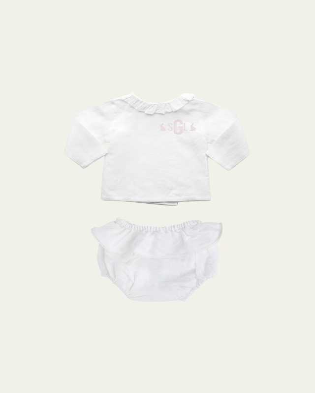 Girl's Top W/ Bloomers 2-Piece Gift Set, Size Newbor